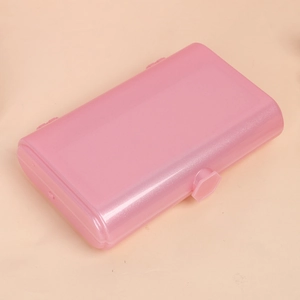 Pink portable two-layer folding makeup storage box with mirror and dustproof cover