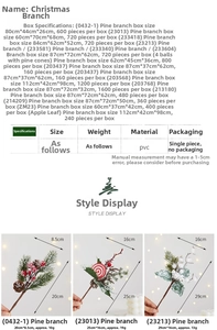 Size chart for artificial Christmas pine branches with red berries and pine cones