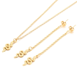 Set gioielli serpente in acciaio inossidabile oro retrò con collana a pendente e orecchini
