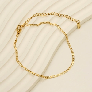 Figaro Kette Fußkettchen Edelstahl 18K Vergoldet Retro Minimalistisch Mode Schmuck Für Damen