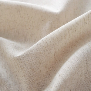 Linen textured beige tablecloth with minimalist Nordic style and durable woven fabric