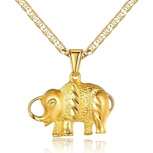 Elefant Anhänger Halskette Kupfer Matte Gravierte Textur Thai Stil Schmuck Für Frauen Elegant Süßes Accessoire