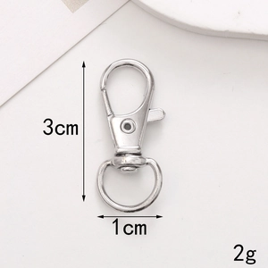 Polished silver zinc alloy swivel lobster clasp for keychains and DIY crafts 3cm