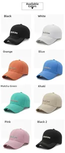 Matrix view of Pickles embroidered baseball caps in eight vibrant colors on white background