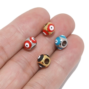 Handcrafted 8mm Evil Eye beads in stainless steel for DIY jewelry making bracelets