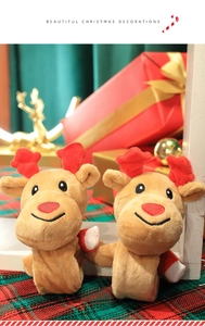Detail of plush reindeer slap bracelets for Christmas party favors and festive decor