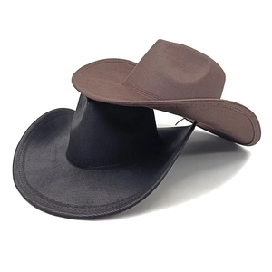 Chapeaux de cowboy western classiques noir et marron en feutre avec bord large élégant
