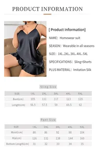 Detaillierte Größentabelle für Damen Übergrößen Satin Top und Shorts Nachtwäsche