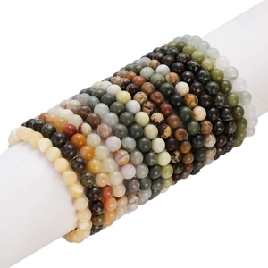Handcrafted natural stone bead bracelets with colorful chalcedony and agate round beads