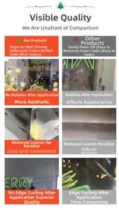 Detail of Christmas tree window decals with strong suction and bubble-free vibrant design