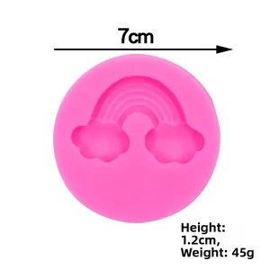 Stampo in silicone rosa arcobaleno e nuvola con diametro 7cm e altezza 1,2cm dettagli