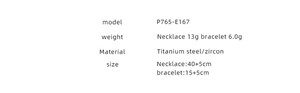 Detailed size chart for the stainless steel and zircon double-layer chain jewelry set