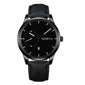 Men Quartz Watch Business Casual Minimalist Faux Leather Strap Alloy Case Date Display Wristwatch For Male