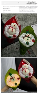 Detail of Christmas snowman plush bouquet with glowing LED lights and festive decorations
