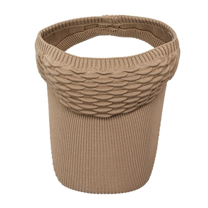 Knitted breathable open-top sun visor hat for outdoor running in khaki brown color
