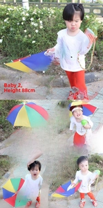 Detailed view of kids colorful sun and rain umbrella hat with adjustable headband