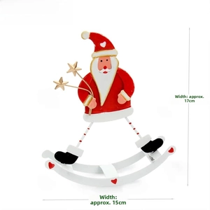 Detail view of iron rocking Santa decoration with dimensions 17cm height and 15cm width