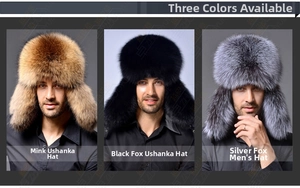 Detailed comparison of silver fox, black fox, and raccoon fur trapper hats for winter