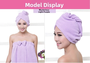 Detail view of purple microfiber hair towel wrap and headband set with dense texture