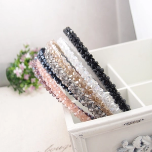 Elegant set of five sparkling crystal beaded headbands in assorted colors and patterns