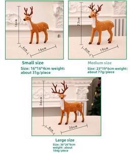 Detailed comparison of artificial spotted reindeer ornaments in three different sizes