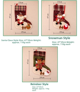 Detail of Christmas stocking dimensions 47x29cm with Santa and reindeer motifs
