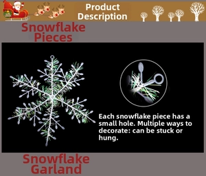 Detail view of snowflake decorations featuring pre-drilled holes for hanging and styling