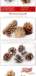 Detail of natural wooden pine cones with white snow effect for Christmas ceiling decoration