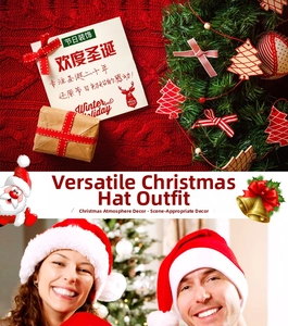 Detailed plush texture of classic red Christmas hat with soft white faux fur trim and pompom