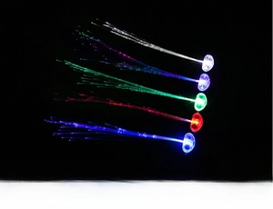 LED fiber optic hair braids glowing in five colors for parties and festivals