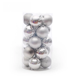 Boules de Noël argentées avec finitions brillantes mates et pailletées en tube