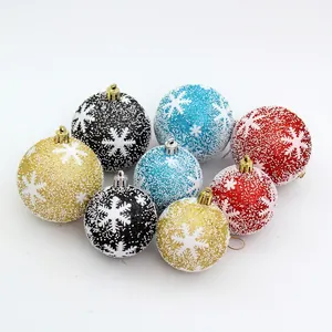 Foam Christmas Ball Ornaments Snowflake Pattern Frosted Hanging Tree Decorations Festive Winter Style