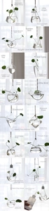 Detailed grid of geometric hand-blown glass hanging vases for hydroponic indoor plants