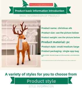 Detailed view of artificial Christmas reindeer decoration in three different sizes