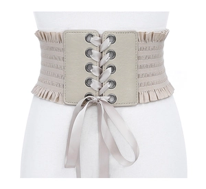 Women wide elastic corset belt lace up waist cincher fashion dress decorative waist belt