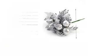 Detailed view of artificial Christmas berry pick with pine cones and 10cm diameter measurement