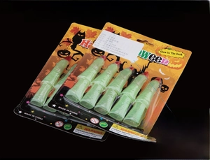 Luminous Halloween zombie finger nails with red tips in pumpkin themed packaging