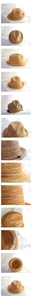 Detailed close-up of colorful striped straw jazz hat with rustic hemp rope decoration