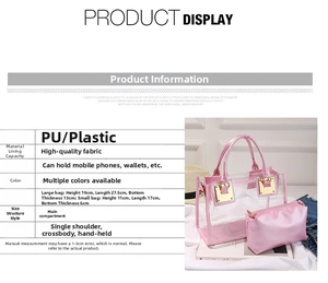 Detail showing dimensions and structure of the transparent jelly beach shoulder bag