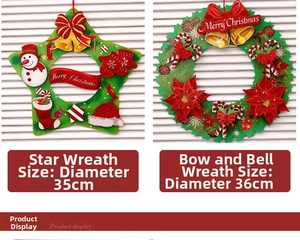 Detail of 3D paper Christmas wreaths in star and round shapes with festive ornaments