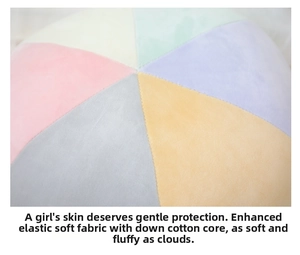 Macro shot of colorful star pillow showing soft elastic fabric and down cotton filling