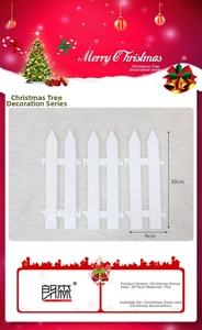 Detail view of 30x9cm white PVC Christmas fence for tree base decoration and holiday scenes