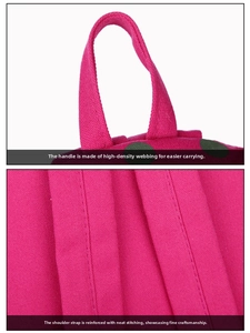Detail of reinforced stitching on canvas backpack straps and high-density webbing handle