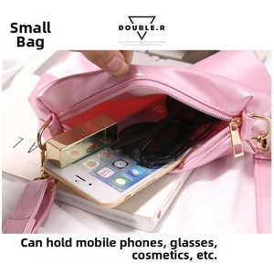Pink jelly crossbody bag interior view showing capacity for phone and cosmetics