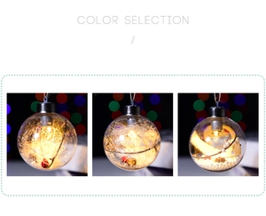 Three variants of 8cm glowing LED Christmas ornaments with distinct festive fillings