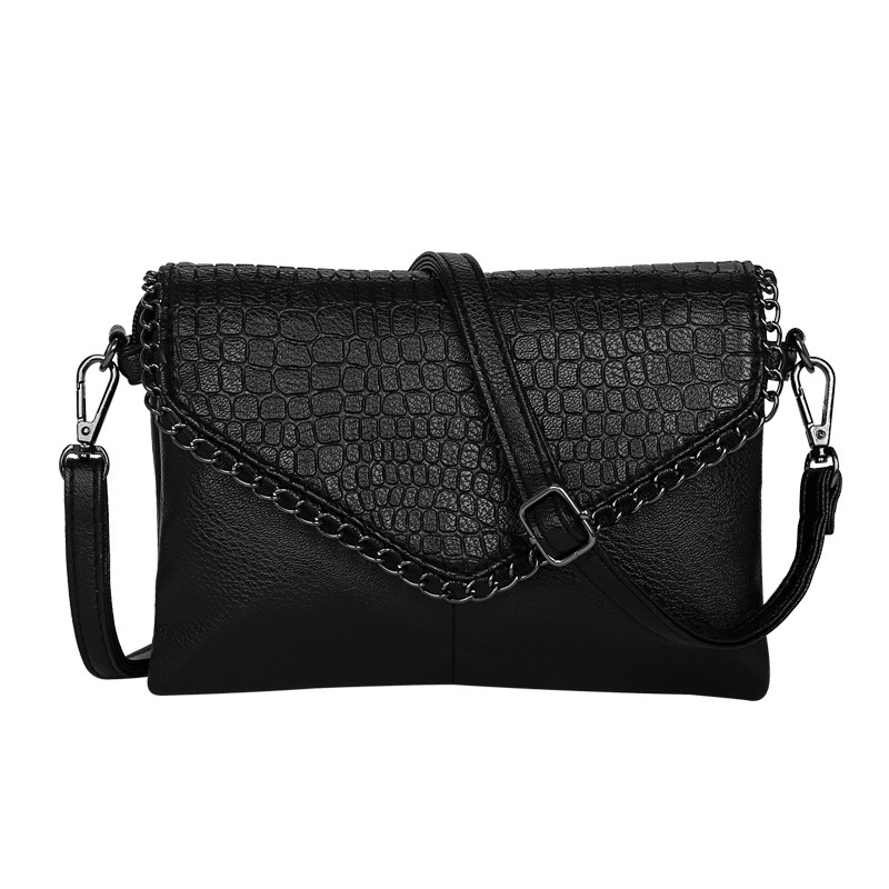 Fashion Crocodile Pattern PU Leather Crossbody Bag Women Metal Chain Envelope Shoulder Bag Small Large Size Clutch For Daily Party Shopping Lady