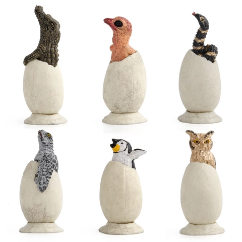 Realistic Animal Hatching Egg Models Plastic Educational Toys For Kids Crocodile Penguin Owl Snake Lizard Figures