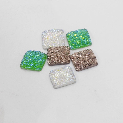 Square Resin Flatback Rhinestones Starry Glitter Ore Crystal Cluster Texture For DIY Jewelry Making Crafts Accessories