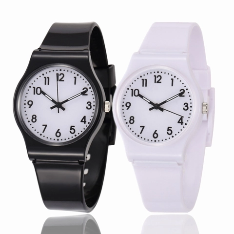 Minimalist Quartz Watch Silicone Strap Slim Analog Pointer Wristwatch For Kids Students Casual Lightweight
