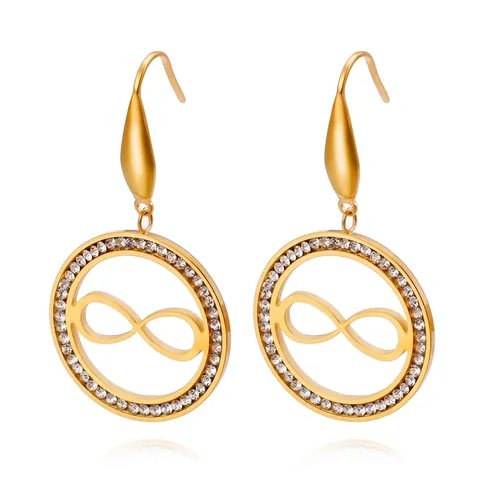 Pendientes Colgantes Redondos De Acero Inoxidable Con Símbolo De Infinito Y Circón Joyas De Moda Para Mujer Elegantes